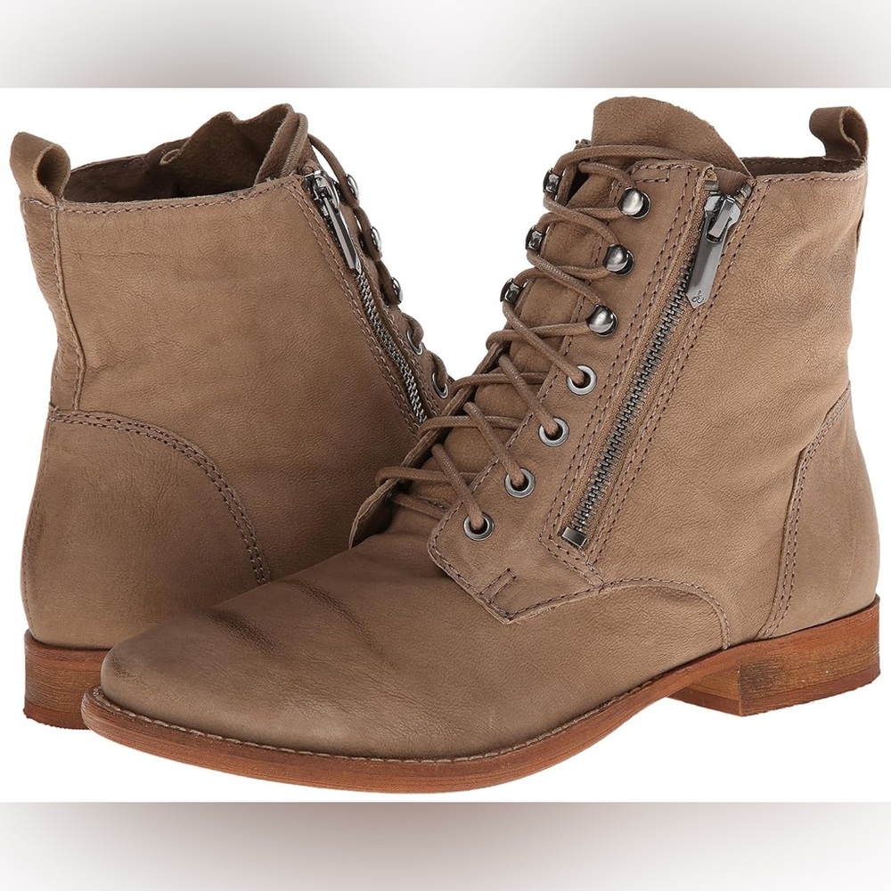 Sam Edelman leather Brown Lace-Up Ankle Boots with Zipper